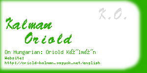 kalman oriold business card